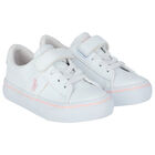 Girls White Logo Trainers, 1, hi-res