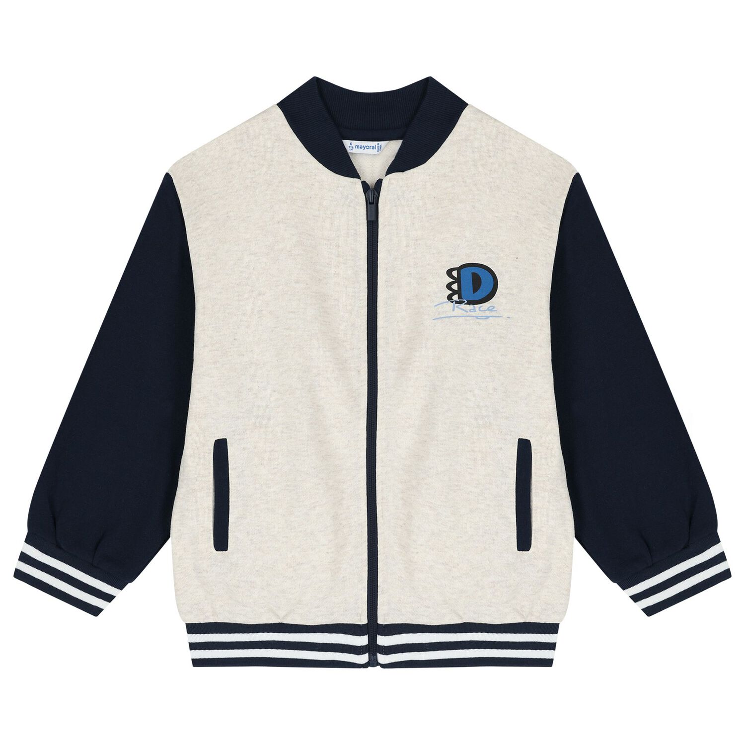 Boys White, Grey & Navy Blue Tracksuit Set (3 Piece), 2, hi-res