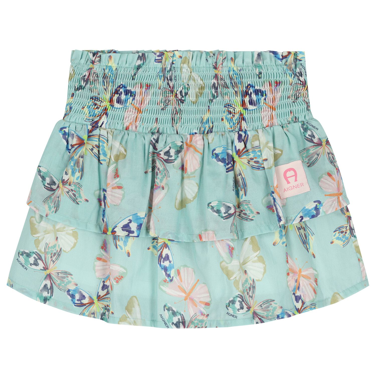 Girls Blue Butterflies Logo Skirt, 2, hi-res