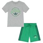 Grey & Green Logo Shorts Set, 1, hi-res