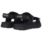 Boys Black Logo Sandals, 1, hi-res