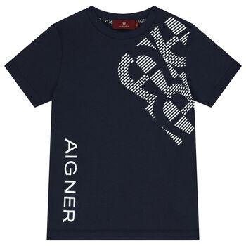 Boys Navy Blue Logo T-Shirt