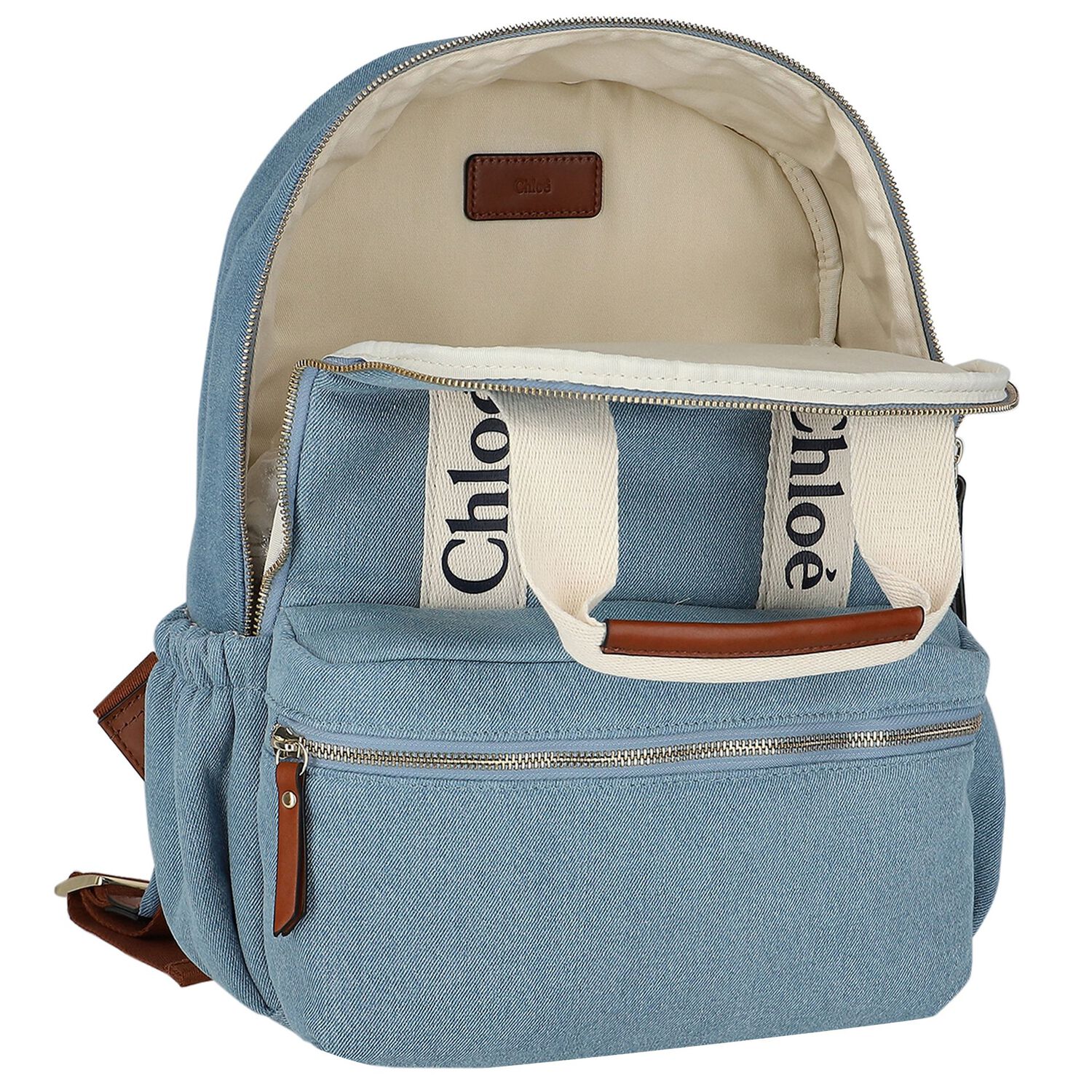 CHLOE Girls Blue Denim Logo Back Pack | Junior Couture UAE