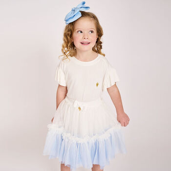 Girls White & Blue Ombre Tutu Skirt