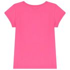 طقم بنات تنورة بشعار تيدي باللون الزهري والأبيض, 1, hi-res