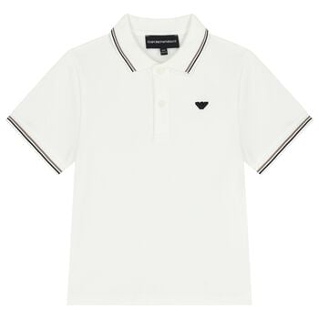 Boys White Logo Polo Shirt 