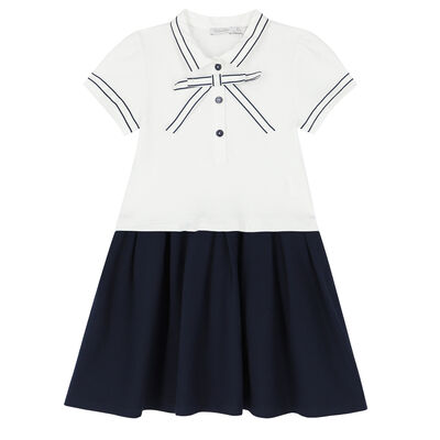 Girls Navy & White Polo Dress