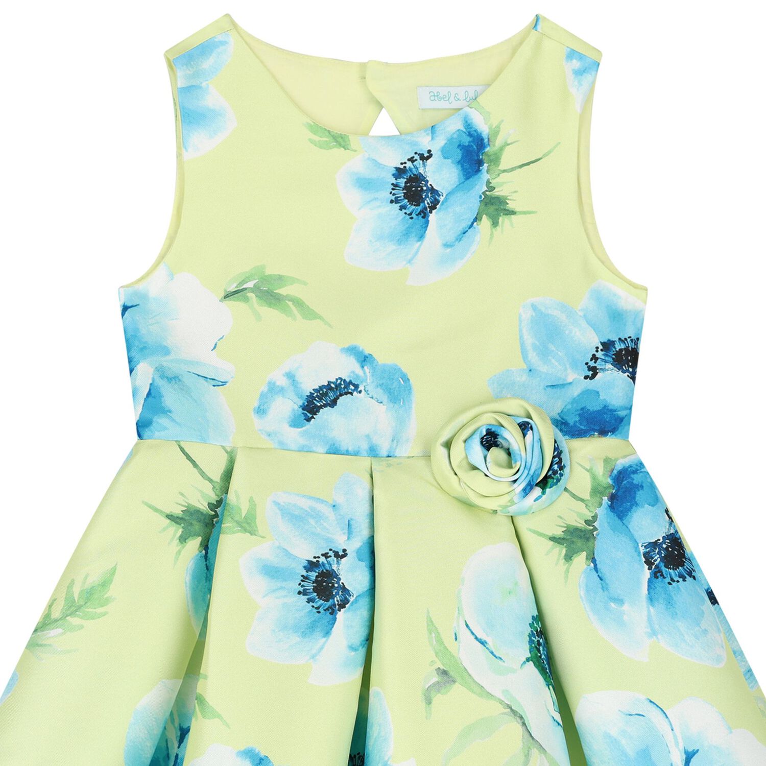Girls Green & Blue Floral Satin Dress, 1, hi-res image number null