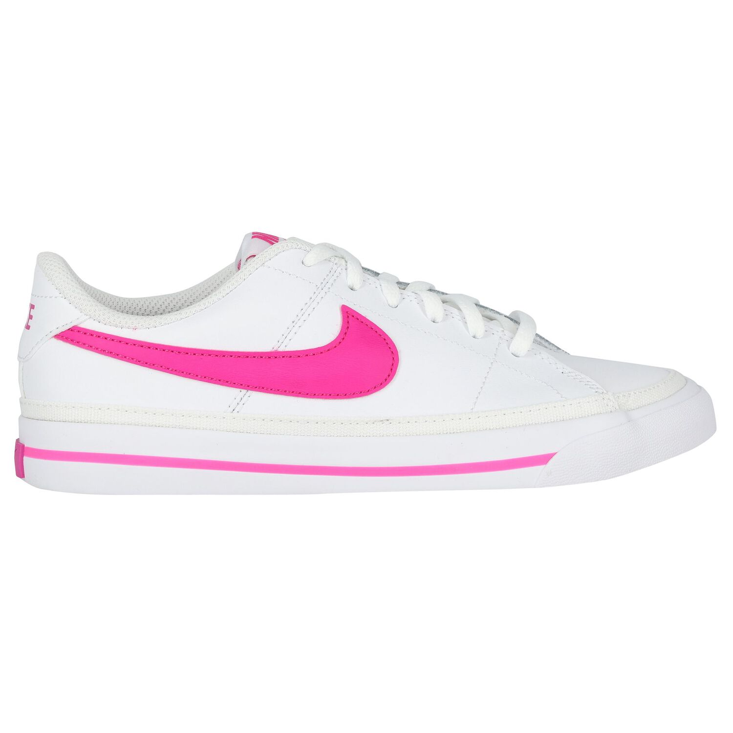 Girls White & Pink Court Legacy Trainers, 2, hi-res