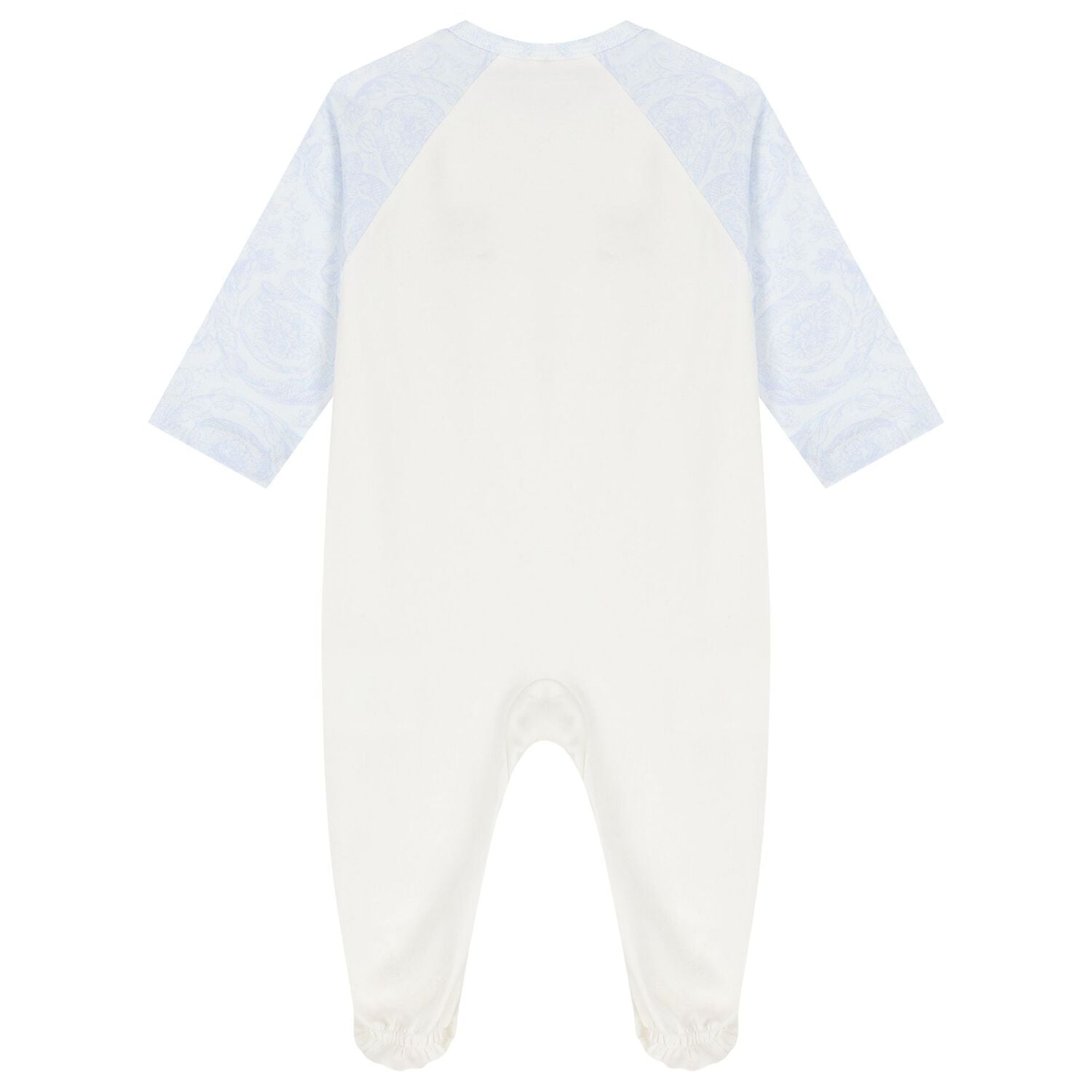 Baby Boys White & Blue Barocco Babygrow, 1, hi-res