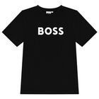 Boys Black Logo T-Shirt, 1, hi-res