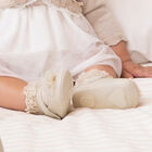 Baby Girls Gold Flower Pre Walker Shoes, 2, hi-res