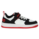 حذاء أولاد رياضي بالشعار باللون الأبيض والأسود, 1, hi-res