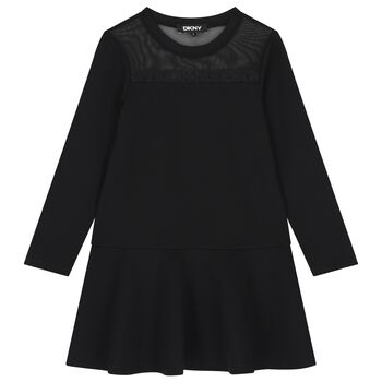 Girls Mini Me Black Logo Dress