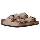 Girls Beige Arizona Flower Buckle Sandals, 1, hi-res
