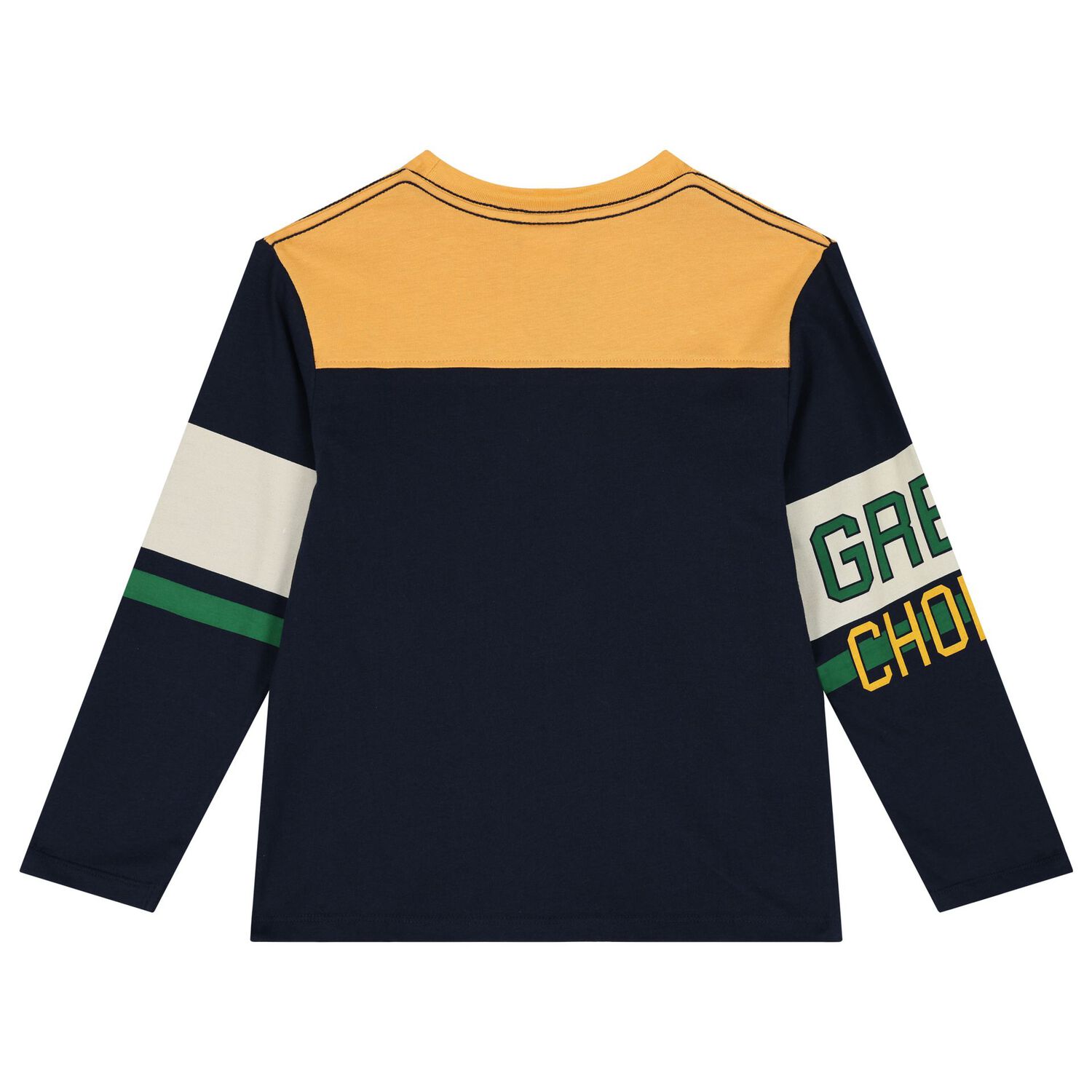 Boys Navy Blue & Yellow Long Sleeve Top, 1, hi-res image number null