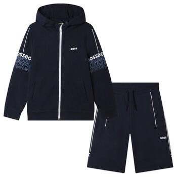 Boys Navy Logo Shorts Set