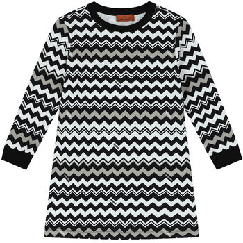 Girls Black & White Zigzag Dress