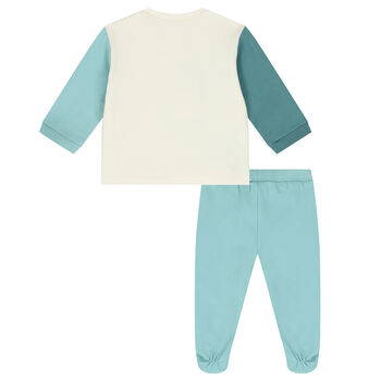 Baby Boys Ivory & Aqua Tracksuit
