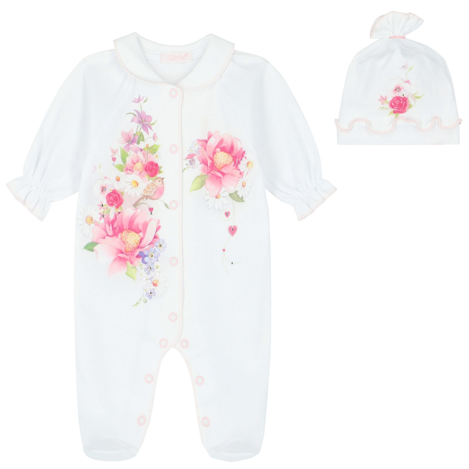 Baby Girls White Floral Babygrow Set, 1, hi-res image number null