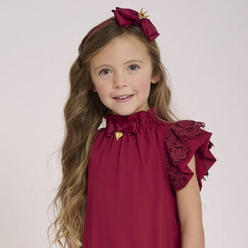 Girls Burgundy Bow Headband