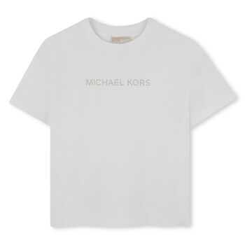 تيشيرت بالشعار باللون العاجي للبنات