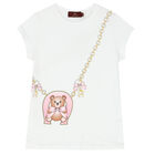 Girls White Cotton Logo T-Shirt, 2, hi-res