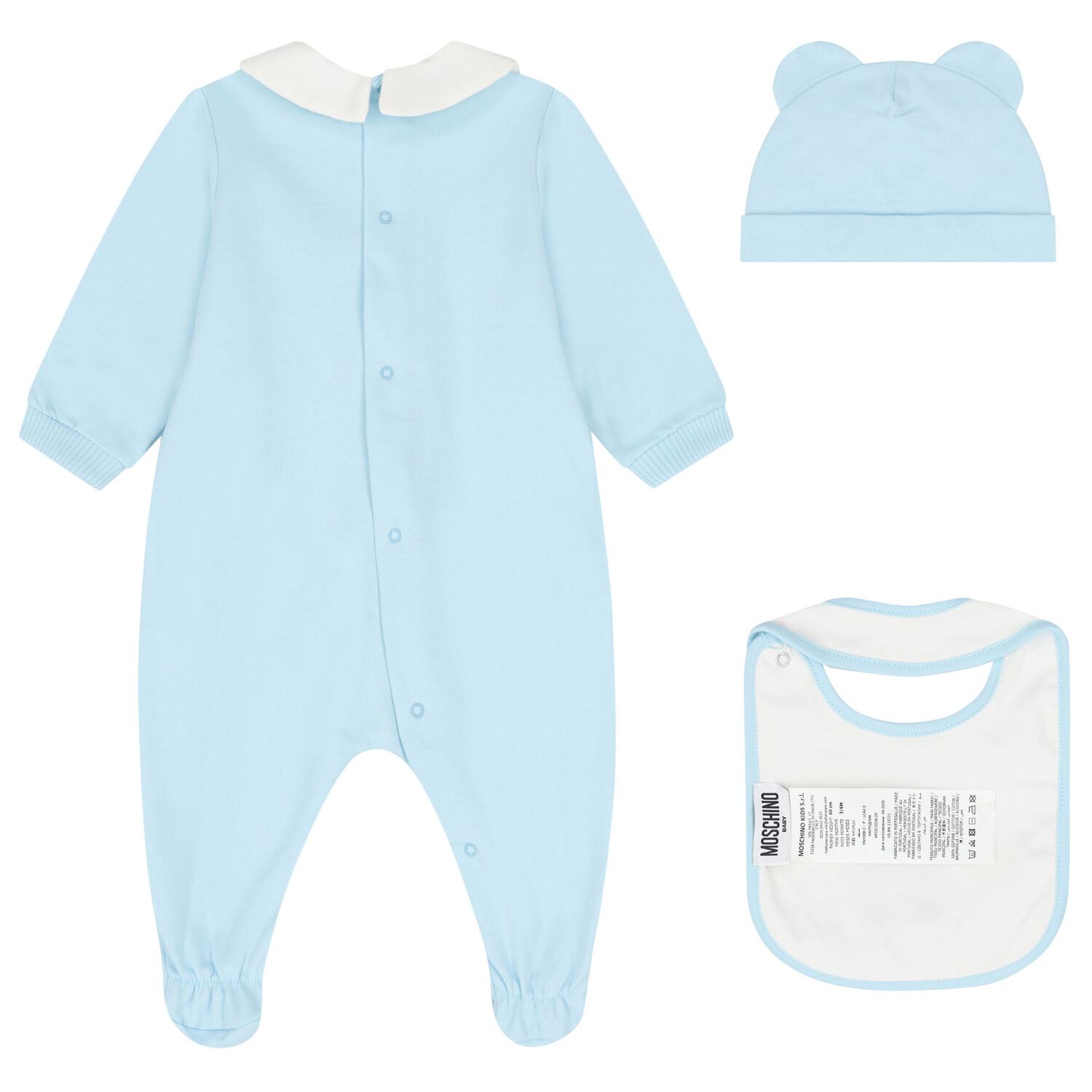 Blue & White Teddy Bear Logo Babygrow Gift Set, 3, hi-res