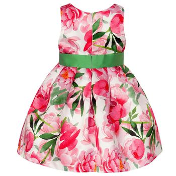 Girls White & Pink Floral Dress