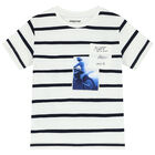 Boys White & Navy Striped Shorts Set, 2, hi-res