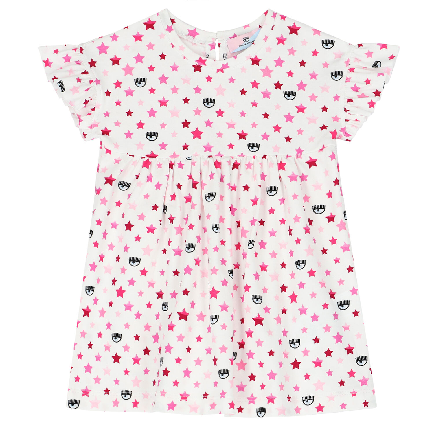 Younger Girls White & Pink Logo Dress, 1, hi-res