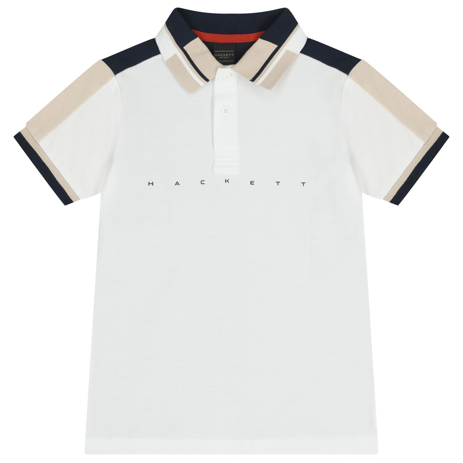 Boys White & Navy Blue Logo Polo Shirt, 2, hi-res