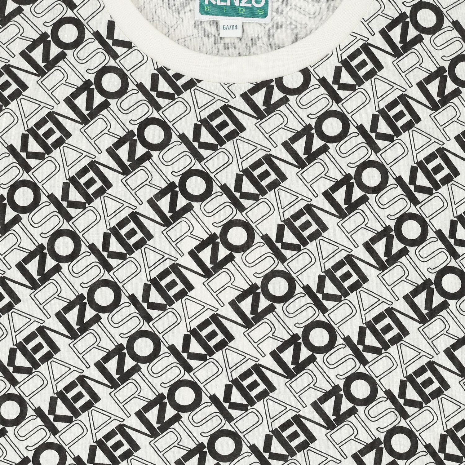 تي شيرت بشعار باللون العاجي والأسود للأولاد, 1, hi-res