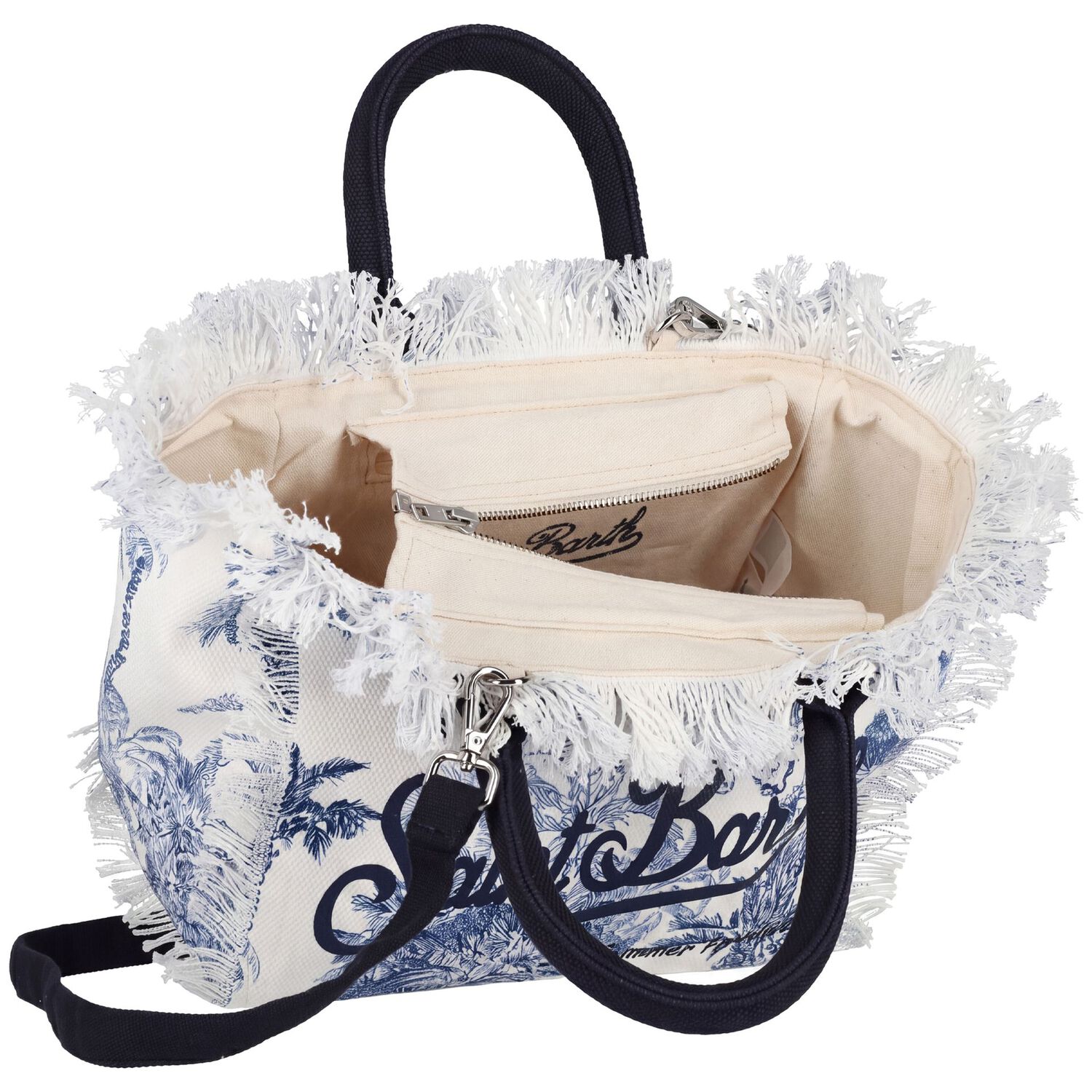 Girls White & Navy Blue Colette Logo Tote Bag ( 30cm ), 1, hi-res