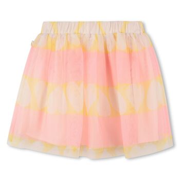 Girls Pink & Yellow Stripe Tulle Skirt 