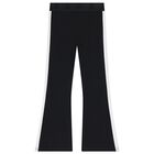 Girls Black Flower Logo Leggings, 1, hi-res