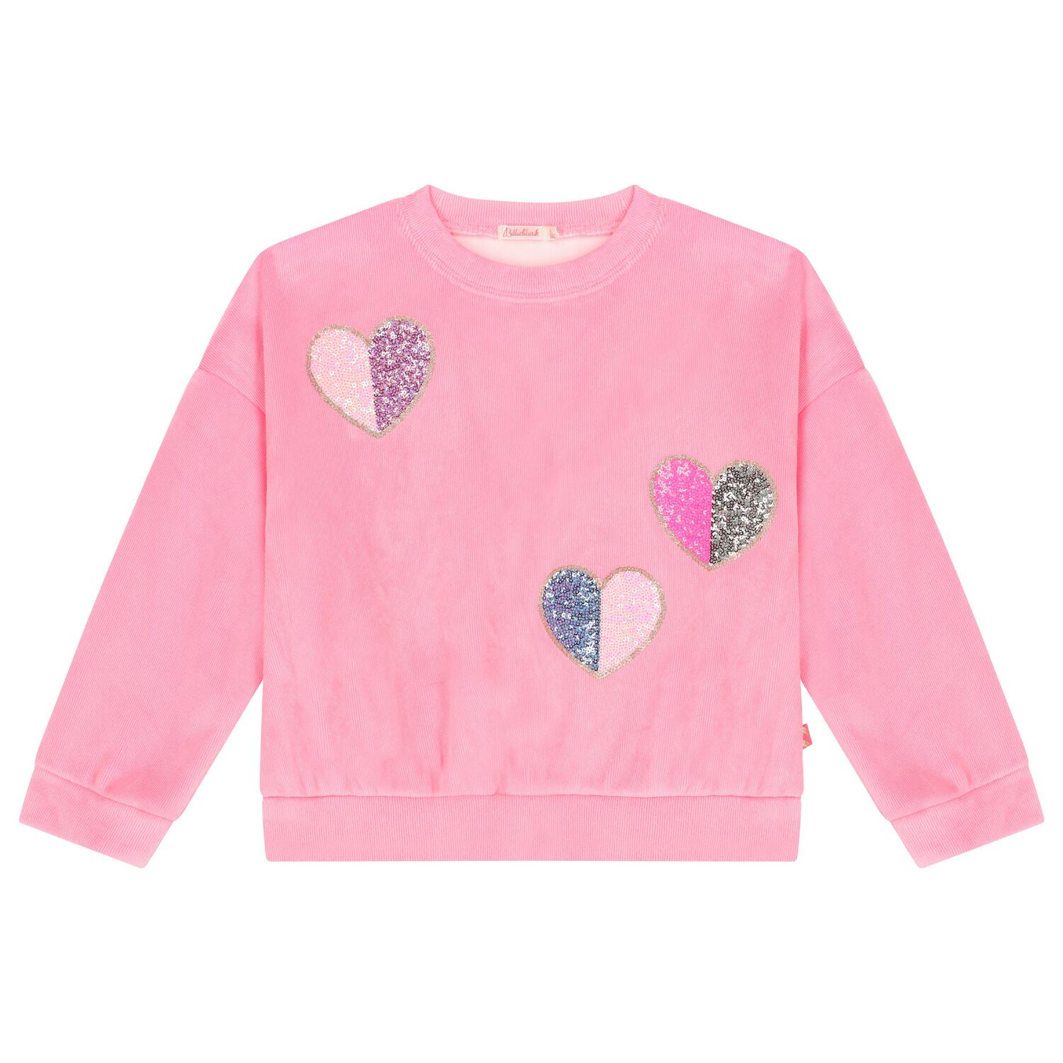 Girls Pink Sequin Hearts Sweatshirt, 1, hi-res image number null
