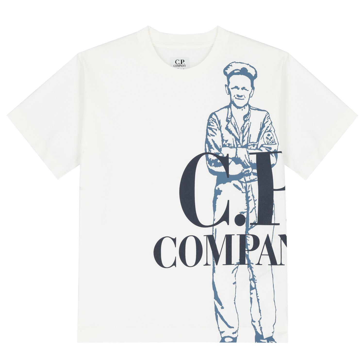 تيشيرت أولاد بالشعار باللون ابيض, 1, hi-res