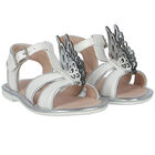 Girls White & Silver Butterfly Sandals, 1, hi-res