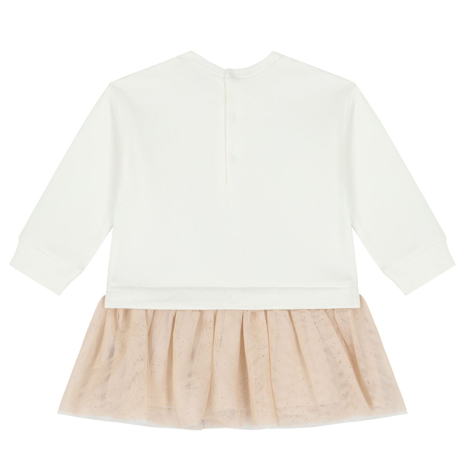 Younger Girls White & Beige Dress, 1, hi-res image number null