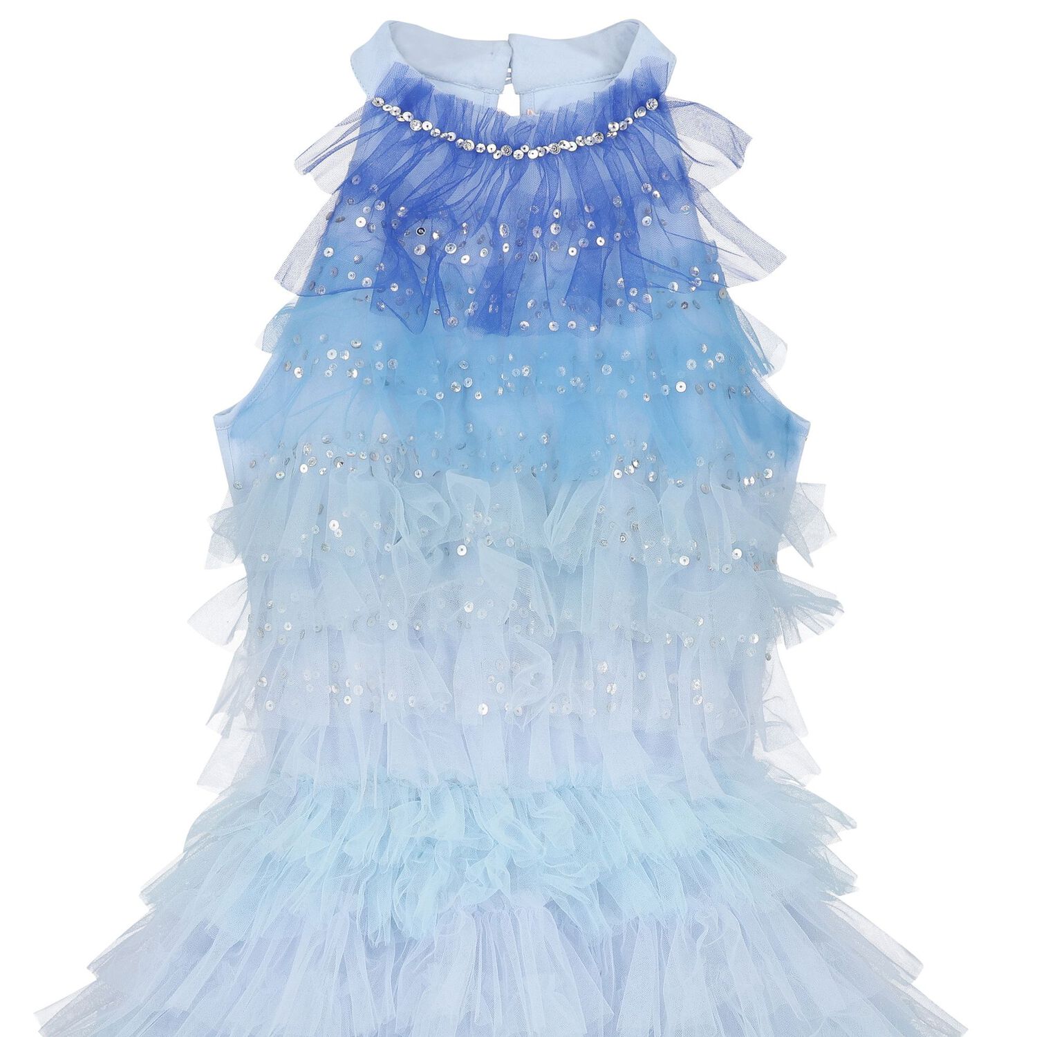 Girls Blue Layered Tulle Dress, 1, hi-res image number null