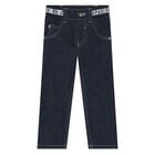 Younger Boys Navy Logo Jeans, 1, hi-res