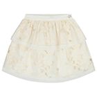 Girls Ivory Floral Cutwork Tiered Skirt, 1, hi-res