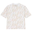 Boys White & Beige Logo T-Shirt, 1, hi-res
