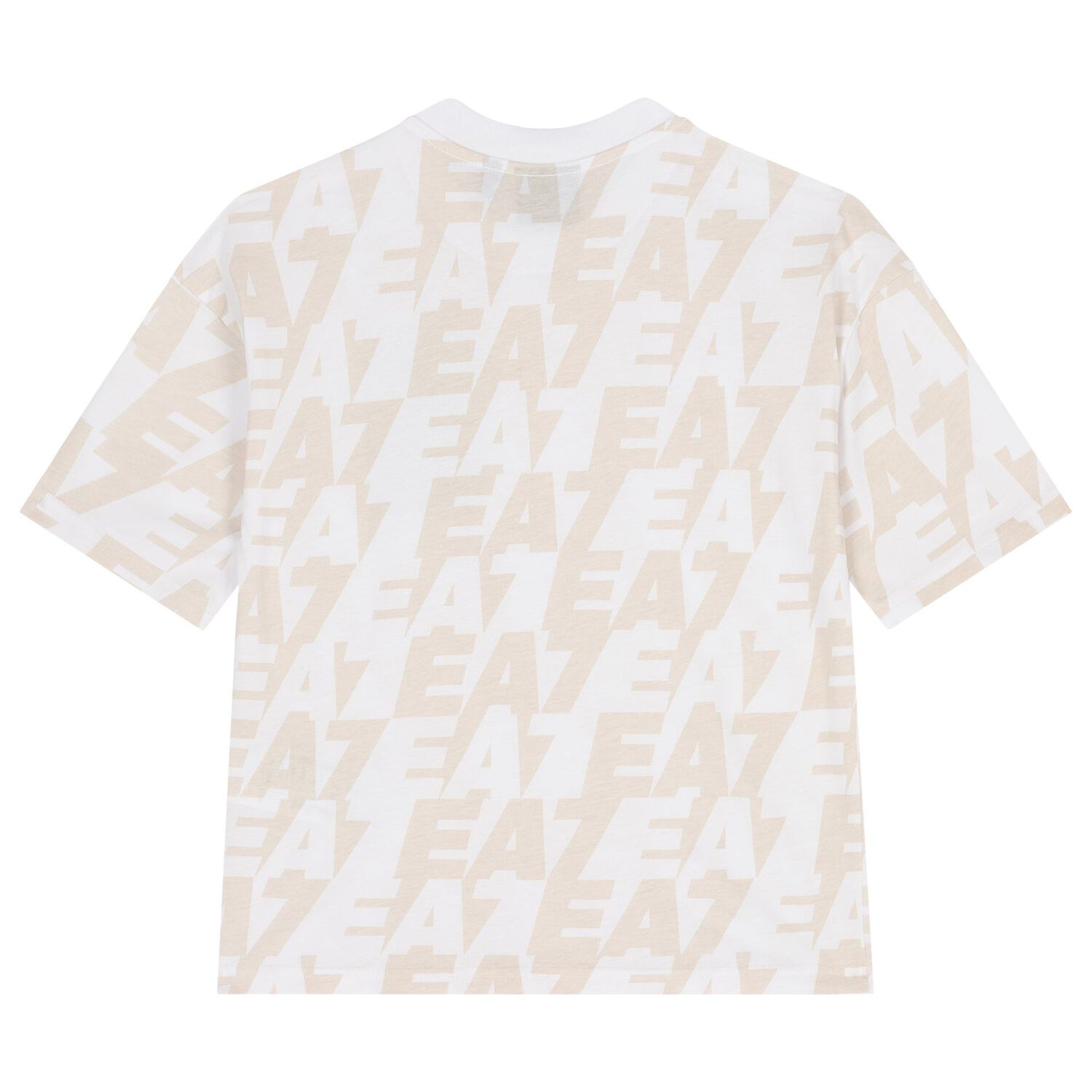 Boys White & Beige Logo T-Shirt, 1, hi-res
