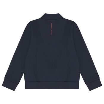 Boys Navy Blue Logo Zip Up Top