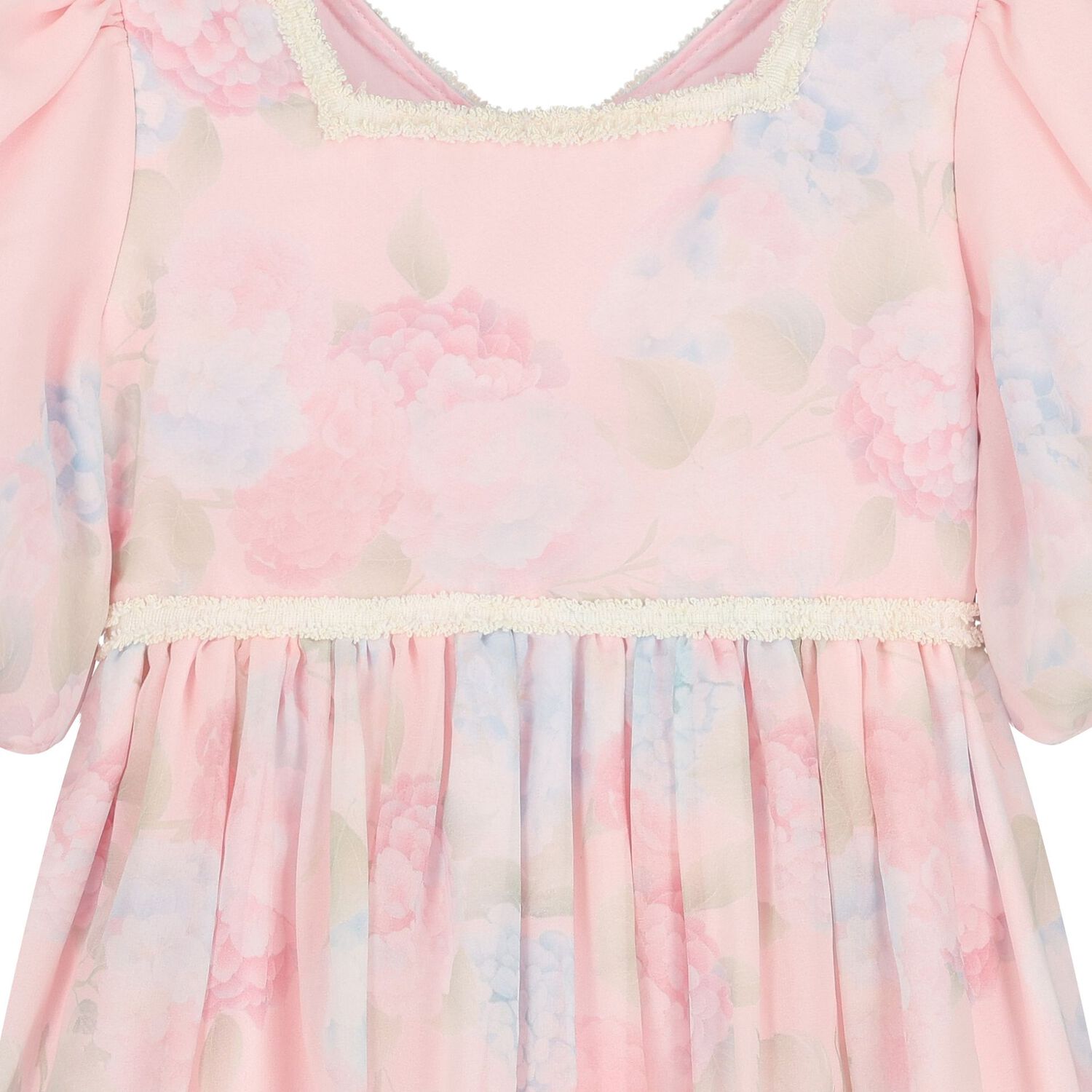 Girls Pink Floral Chiffon Dress, 2, hi-res