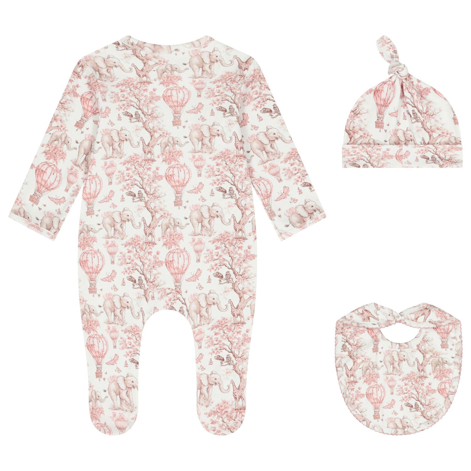 Baby Girls White & Pink Africa Babygrow Gift Set  , 2, hi-res