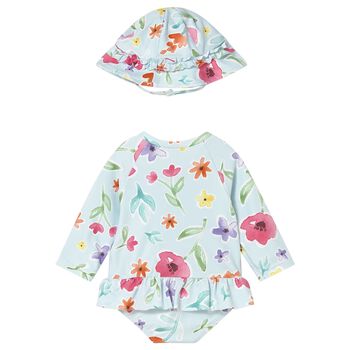 طقم ملابس سباحه للبنات الرضع  باللون الوردي المرجاني 