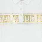 Younger Boys White & Gold Logo Polo Shirt, 1, hi-res